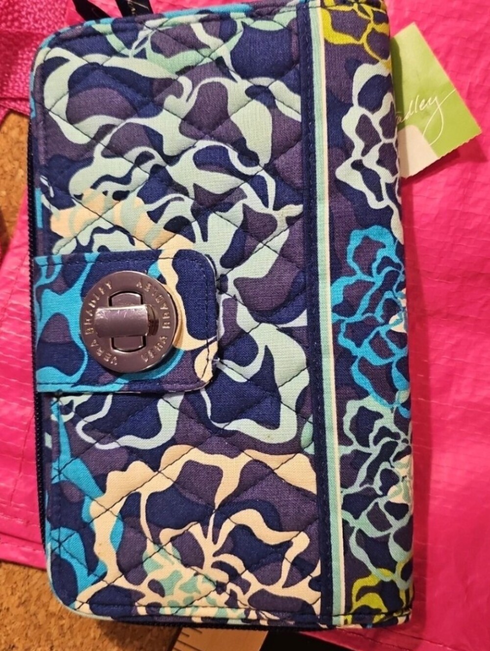 Vera Bradley Blue Floral Quilted Phone Wallet NWT #V47